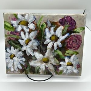 Lovely 8x10 inch acrylic floral painting on stretched canvas